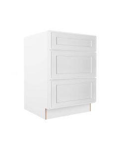 Craftsman White Shaker 3 Drawer Base Cabinet 24" Largo - Buy Cabinets Today