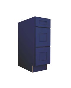 Navy Blue Shaker Three Drawer Base Cabinet 12" Largo - Buy Cabinets Today