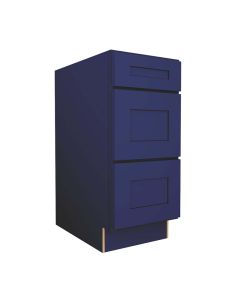 Navy Blue Shaker Three Drawer Base Cabinet 15" Largo - Buy Cabinets Today