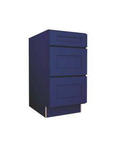 Navy Blue Shaker Three Drawer Base Cabinet 18" Largo - Buy Cabinets Today