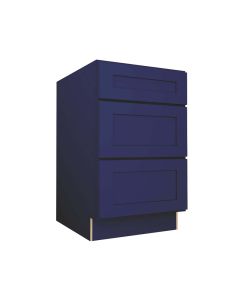 Navy Blue Shaker Three Drawer Base Cabinet 21" Largo - Buy Cabinets Today