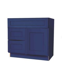Navy Blue Shaker Vanity Sink Base Drawer Left Cabinet 30"W Largo - Buy Cabinets Today
