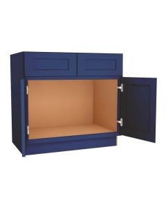 Navy Blue Shaker Vanity Sink Base Cabinet 36"W Largo - Buy Cabinets Today