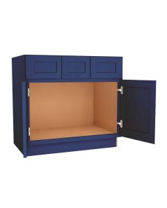 Navy Blue Shaker Vanity Sink Base Cabinet with Drawers 42"W Largo - Buy Cabinets Today
