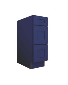 Navy Blue Shaker Vanity Three Drawer Base Cabinet 12"W Largo - Buy Cabinets Today
