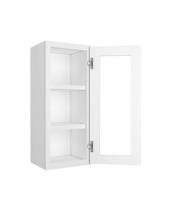 Craftsman White Shaker Wall Open Frame Glass Door Cabinet 15"W x 36"H Largo - Buy Cabinets Today
