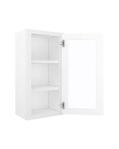 Craftsman White Shaker Wall Open Frame Glass Door Cabinet 18"W x 30"H Largo - Buy Cabinets Today