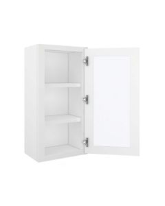 Craftsman White Shaker Wall Open Frame Glass Door Cabinet 18"W x 36"H Largo - Buy Cabinets Today