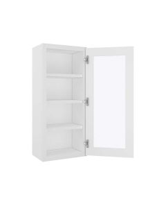 Craftsman White Shaker Wall Open Frame Glass Door Cabinet 18"W x 42"H Largo - Buy Cabinets Today