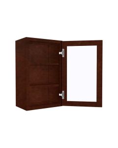 Wall Mullion Glass Door Cabinet with Finished Interior 18" x 30" Largo - Buy Cabinets Today