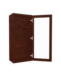 Wall Mullion Glass Door Cabinet with Finished Interior 18" x 42" Largo - Buy Cabinets Today