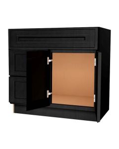 Craftsman Black Shaker Vanity Sink Base Drawer Left Cabinet 36" Largo - Buy Cabinets Today