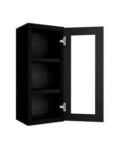 Craftsman Black Shaker Wall Open Frame Glass Door Cabinet 15"W x 36"H Largo - Buy Cabinets Today