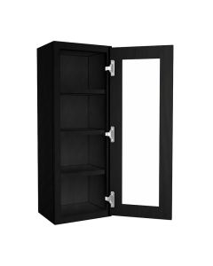 Craftsman Black Shaker Wall Open Frame Glass Door Cabinet 15"W x 42"H Largo - Buy Cabinets Today