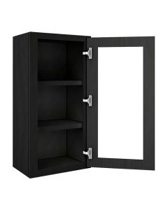 Craftsman Black Shaker Wall Open Frame Glass Door Cabinet 18"W x 36"H Largo - Buy Cabinets Today