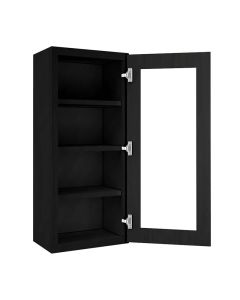 Craftsman Black Shaker Wall Open Frame Glass Door Cabinet 18"W x 42"H Largo - Buy Cabinets Today
