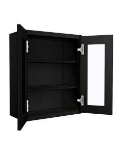Craftsman Black Shaker Wall Open Frame Glass Door Cabinet 24"W x 30"H Largo - Buy Cabinets Today