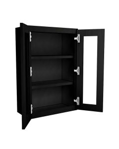 Craftsman Black Shaker Wall Open Frame Glass Door Cabinet 24"W x 36"H Largo - Buy Cabinets Today