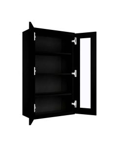 Craftsman Black Shaker Wall Open Frame Glass Door Cabinet 24"W x 42"H Largo - Buy Cabinets Today