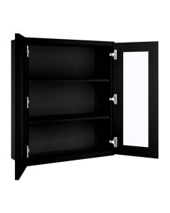 Craftsman Black Shaker Wall Open Frame Glass Door Cabinet 30"W x 36"H Largo - Buy Cabinets Today