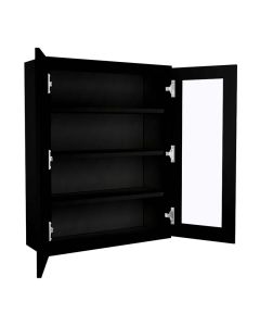 Craftsman Black Shaker Wall Open Frame Glass Door Cabinet 30"W x 42"H Largo - Buy Cabinets Today