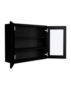 Craftsman Black Shaker Wall Open Frame Glass Door Cabinet 36"W x 30"H Largo - Buy Cabinets Today
