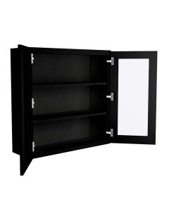 Craftsman Black Shaker Wall Open Frame Glass Door Cabinet 36"W x 36"H Largo - Buy Cabinets Today