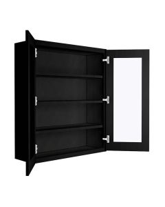 Craftsman Black Shaker Wall Open Frame Glass Door Cabinet 36"W x 42"H Largo - Buy Cabinets Today