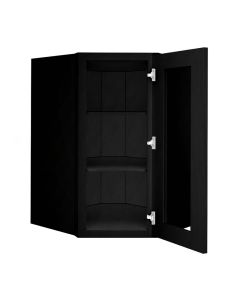 Craftsman Black Shaker Wall Diagonal Open Frame Glass Door Cabinet 24"W x 36"H Largo - Buy Cabinets Today