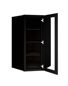 Craftsman Black Shaker Wall Diagonal Open Frame Glass Door Cabinet 24"W x 42"H Largo - Buy Cabinets Today