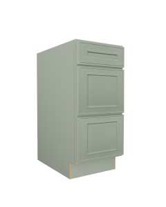 Craftsman Lily Green Shaker 3 Drawer Base Cabinet 12" Largo - Buy Cabinets Today
