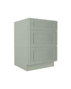 Craftsman Lily Green Shaker 3 Drawer Base Cabinet 24" Largo - Buy Cabinets Today