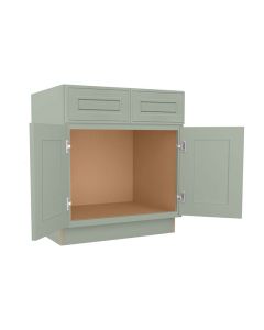 Craftsman Lily Green Shaker Vanity Sink Base Cabinet 30" Largo - Buy Cabinets Today