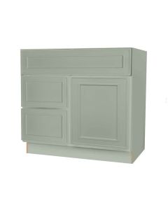 Craftsman Lily Green Shaker Vanity Sink Base Drawer Left Cabinet 30" Largo - Buy Cabinets Today