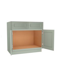Craftsman Lily Green Shaker Vanity Sink Base Cabinet 36" Largo - Buy Cabinets Today