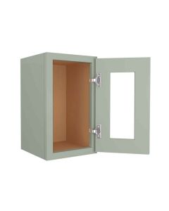 Craftsman Lily Green Shaker Wall Beveled Glass Door with Finished Interior 12" x 12" Largo - Buy Cabinets Today