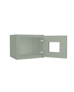 Craftsman Lily Green Shaker Wall Glass Door Cabinet with Finished Interior 15" x 12" Largo - Buy Cabinets Today