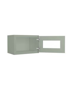 Craftsman Lily Green Shaker Wall Beveled Glass Door with Finished Interior 18" x 12" Largo - Buy Cabinets Today