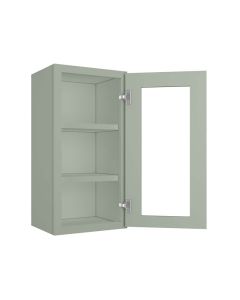 Craftsman Lily Green Shaker Wall Open Frame Glass Door Cabinet 15"W x 30"H Largo - Buy Cabinets Today