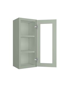 Craftsman Lily Green Shaker Wall Open Frame Glass Door Cabinet 15"W x 36"H Largo - Buy Cabinets Today