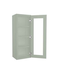 Craftsman Lily Green Shaker Wall Open Frame Glass Door Cabinet 15"W x 42"H Largo - Buy Cabinets Today