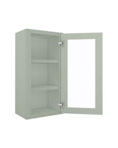 Craftsman Lily Green Shaker Wall Open Frame Glass Door Cabinet 18"W x 30"H Largo - Buy Cabinets Today
