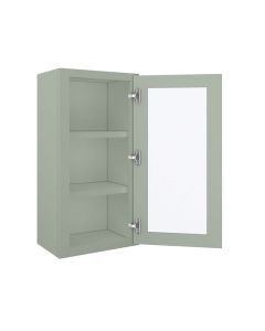 Craftsman Lily Green Shaker Wall Open Frame Glass Door Cabinet 18"W x 36"H Largo - Buy Cabinets Today