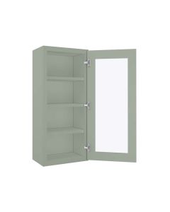 Craftsman Lily Green Shaker Wall Open Frame Glass Door Cabinet 18"W x 42"H Largo - Buy Cabinets Today