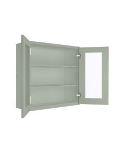 Craftsman Lily Green Shaker Wall Open Frame Glass Door Cabinet 30"W x 30"H Largo - Buy Cabinets Today