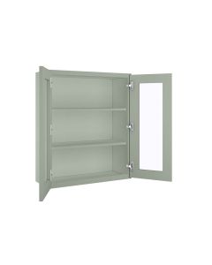 Craftsman Lily Green Shaker Wall Open Frame Glass Door Cabinet 30"W x 36"H Largo - Buy Cabinets Today