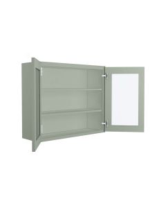 Craftsman Lily Green Shaker Wall Open Frame Glass Door Cabinet 36"W x 30"H Largo - Buy Cabinets Today