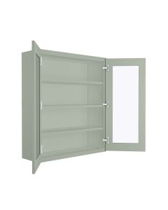 Craftsman Lily Green Shaker Wall Open Frame Glass Door Cabinet 36"W x 42"H Largo - Buy Cabinets Today