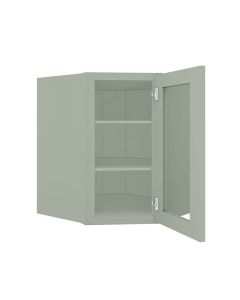 Craftsman Lily Green Shaker Wall Diagonal Open Frame Glass Door Cabinet 24"W x 30"H Largo - Buy Cabinets Today