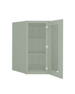 Craftsman Lily Green Shaker Wall Diagonal Open Frame Glass Door Cabinet 24"W x 36"H Largo - Buy Cabinets Today